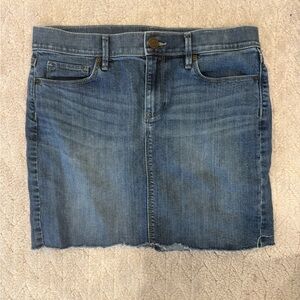 LOFT Medium Blue Denim Skirt with Raw Trim